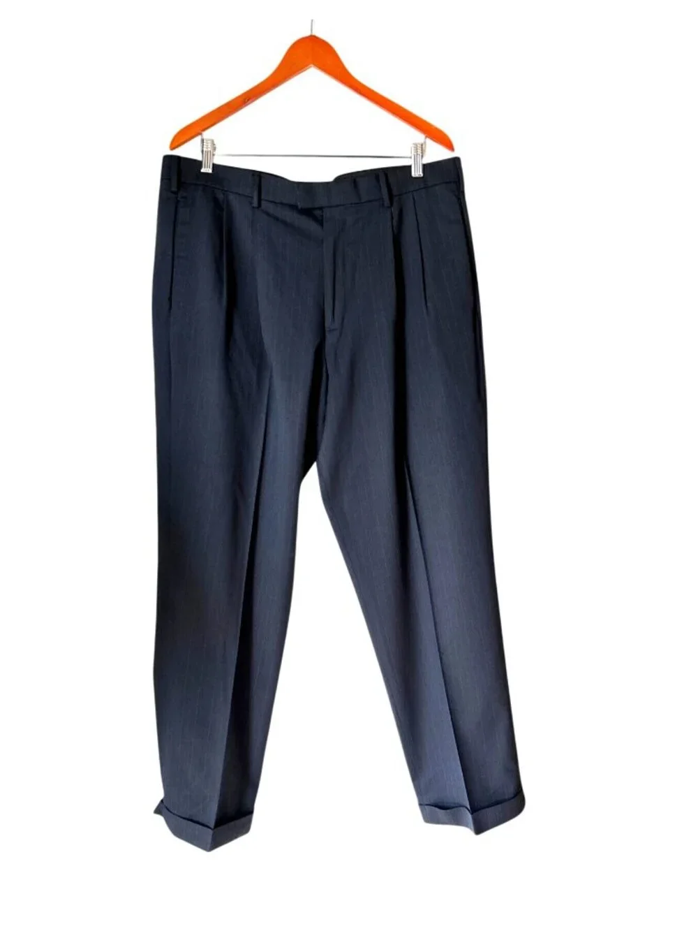 Dockers Mens Pinstriped Wool Blend Dress Pants W38 L32 Black